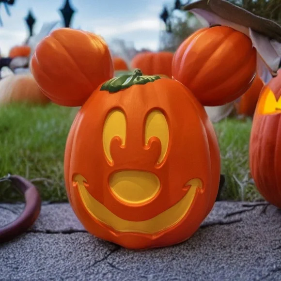 Disney Parks 2023 Mickey Mouse Light Up Jack O’ Lantern Pumpkin 22” Home Decor - Picture 1 of 2